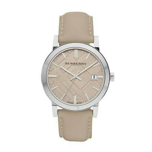 Burberry BU9010 Heritage Beige Check Dial 38mm Steel Swiss Watch