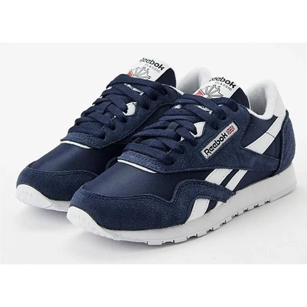 Man Reebok Classic Nylon Running Shoe Sneakers Athletic GY7234 Navy/white - Navy/White