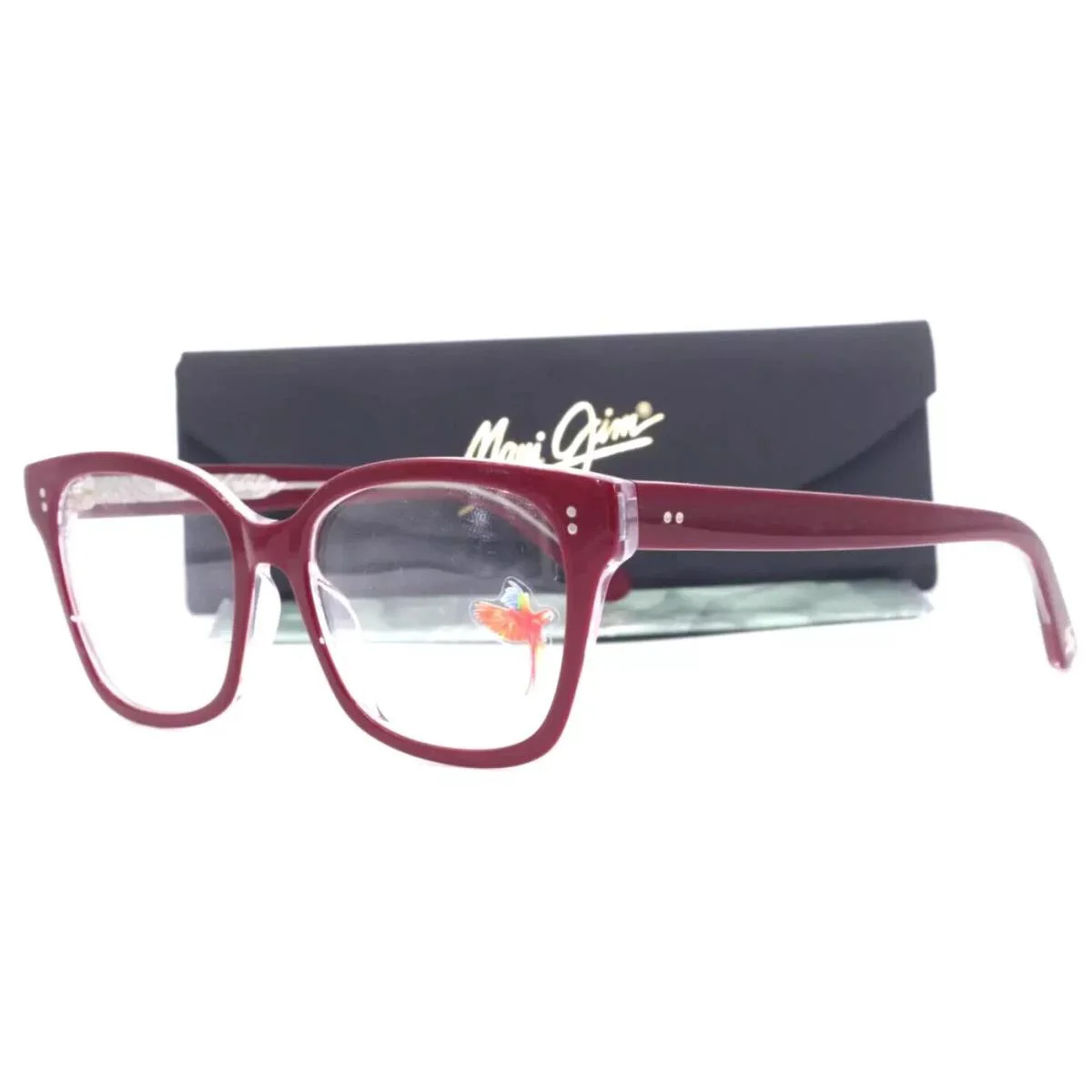 Mjo 2231-07F Polished Burgundy ON Clear Eyeglasses 52-18 by Maui Jim