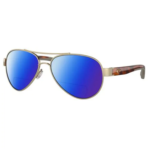Costa Del Mar Loreto Women Pilot Polarized Bifocal Sunglasses Gold Tortoise 56mm - Frame: Multicolor, Lens: Blue Mirror
