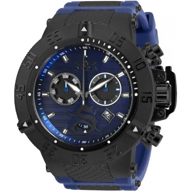 Invicta 31644 Black/blue Grand Subaqua Noma Iii Silicone Band Men`s 56mm Watch - Dial: Blue, Band: Blue, Bezel: Blue