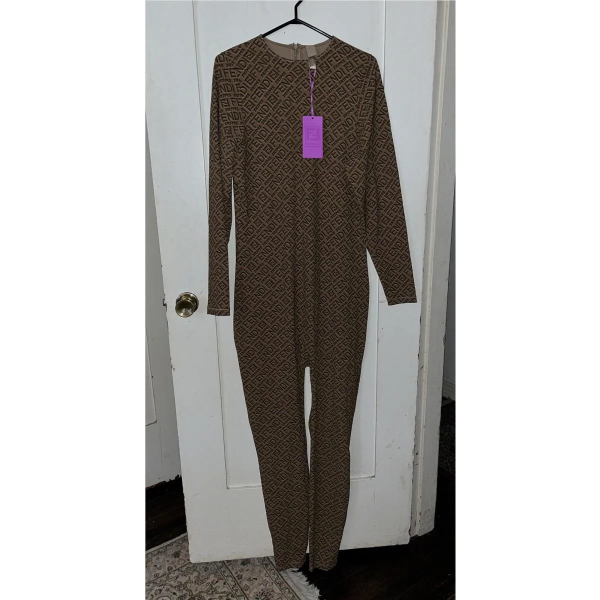 Fendi X  Brown Crew Neck Full Bodysuit Catsuit 3X by Skims