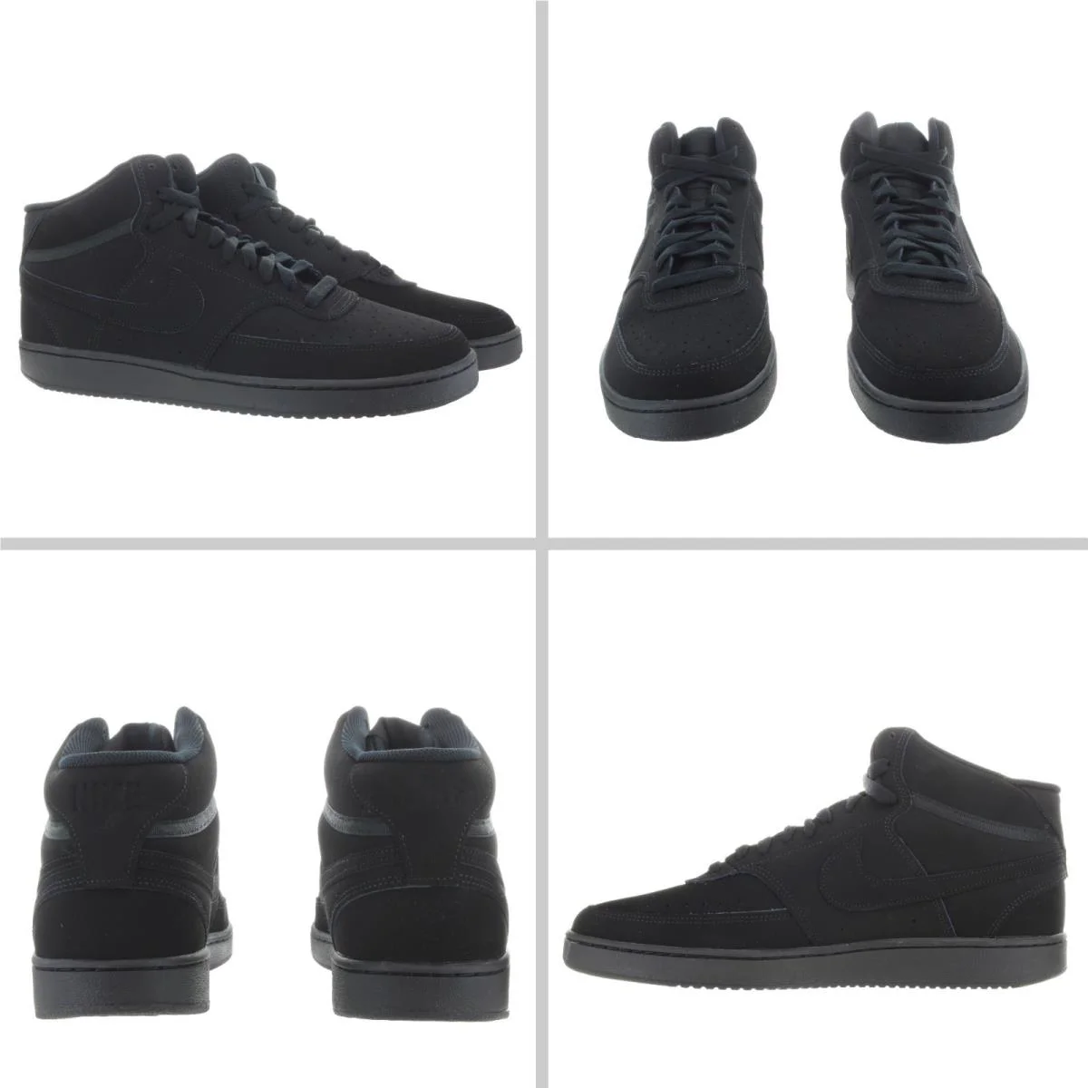 Nike Men`s Court Vision Mid Triple Black Retro Shoes Multiple Size - Black, Black, Black