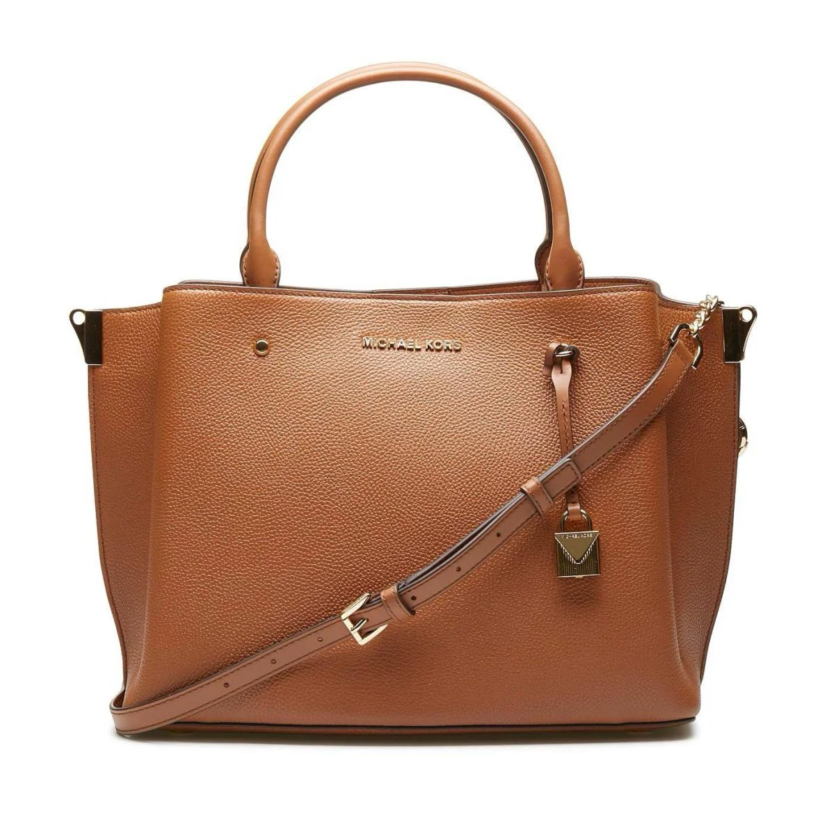 Michael Kors Arielle Satchel Leather Handbag Large Luggage Brown Crossbody Tote