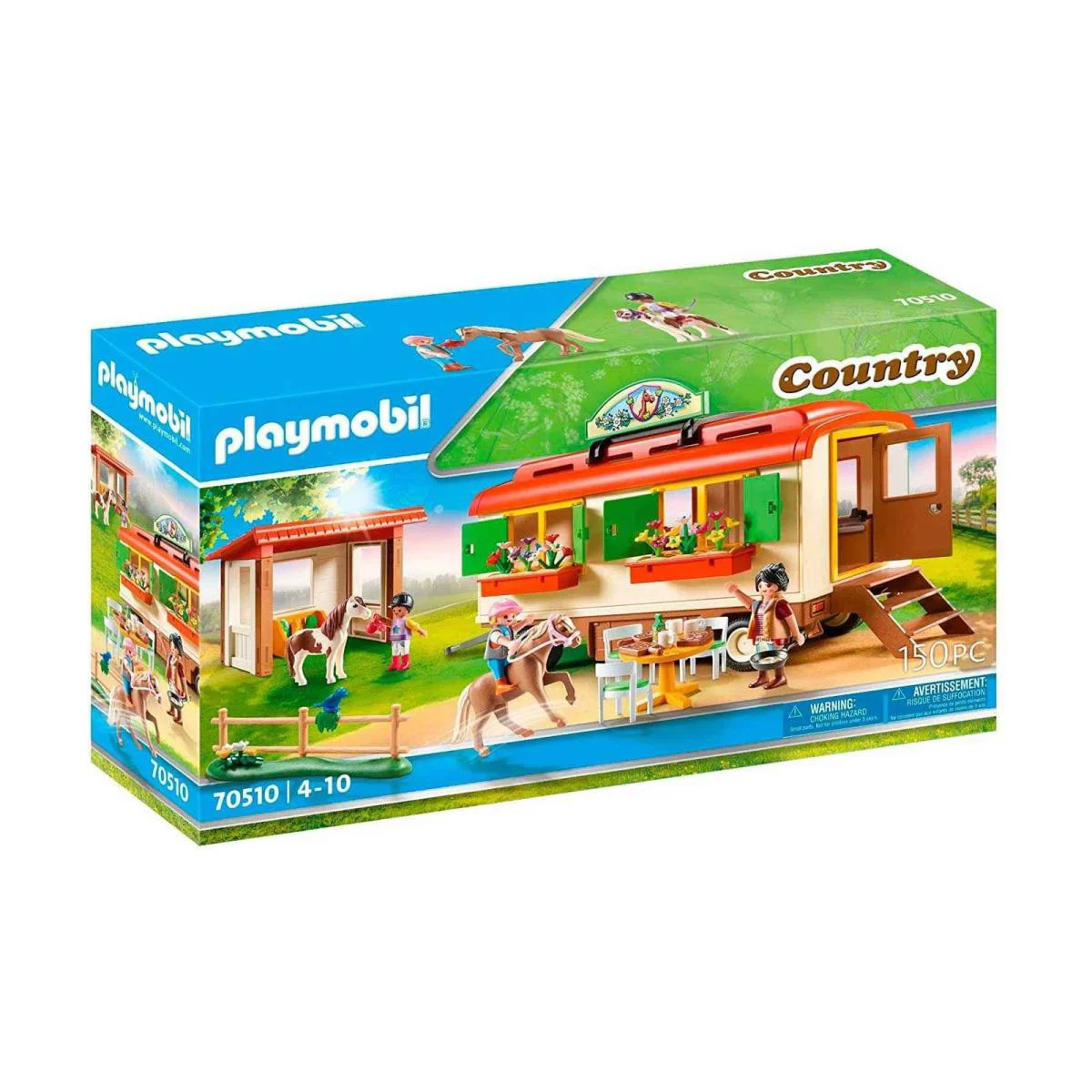 Playmobil Pony Shelter with Mobile Home Playset For Kids Ages 4 To 10